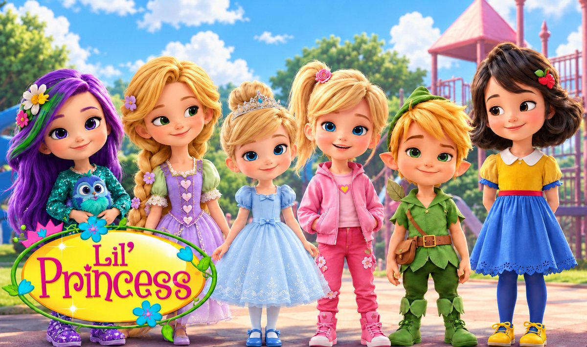 The Lil’ Princess characters together on a playground